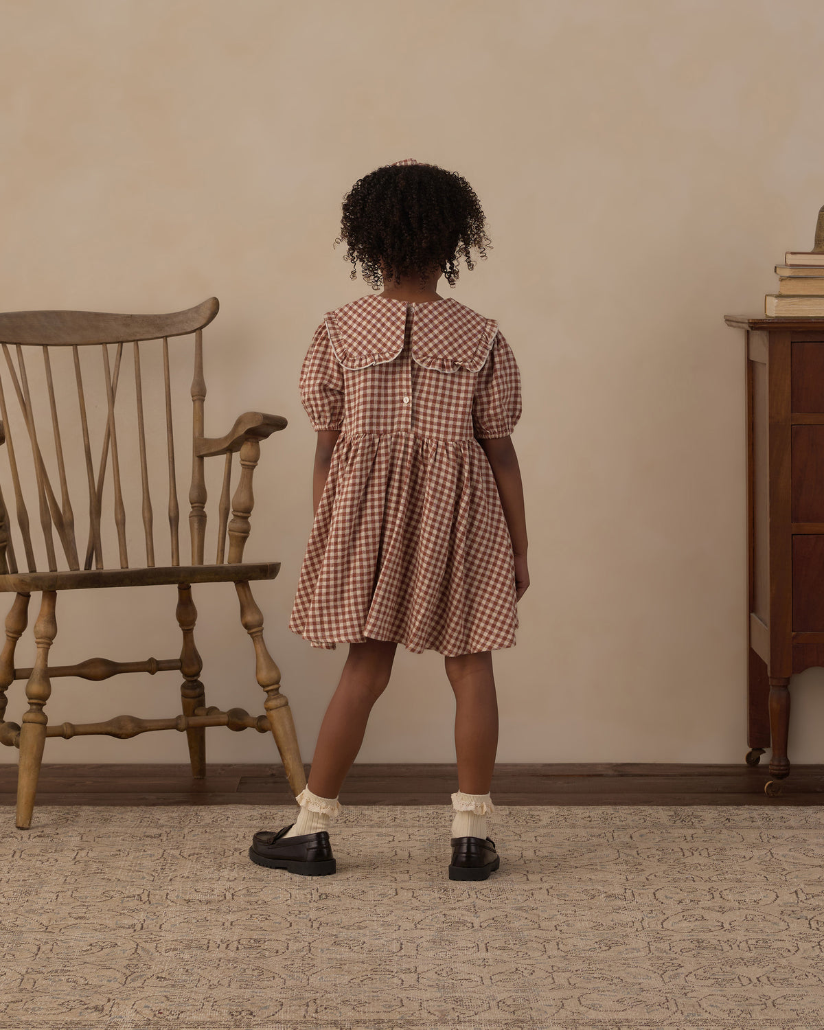 Camille Dress Brick Check