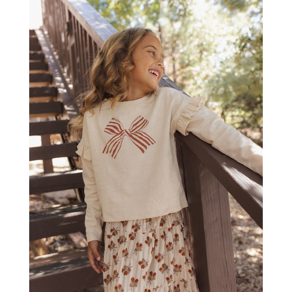 Ruffle Long Sleeve Tee Bow