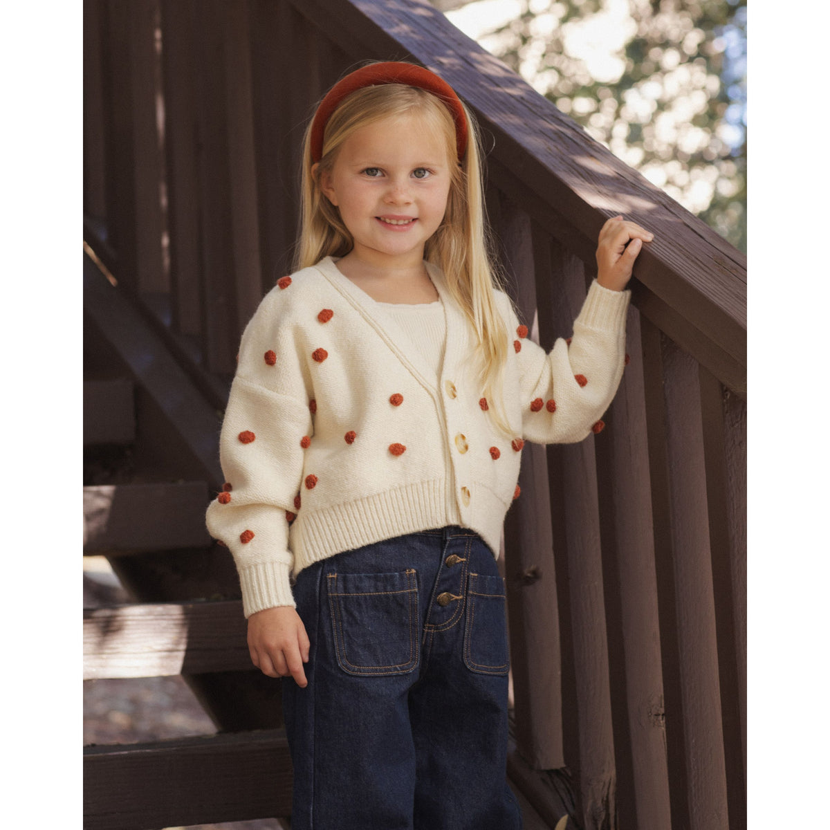 Boxy Crop Cardigan Ruby Bobble