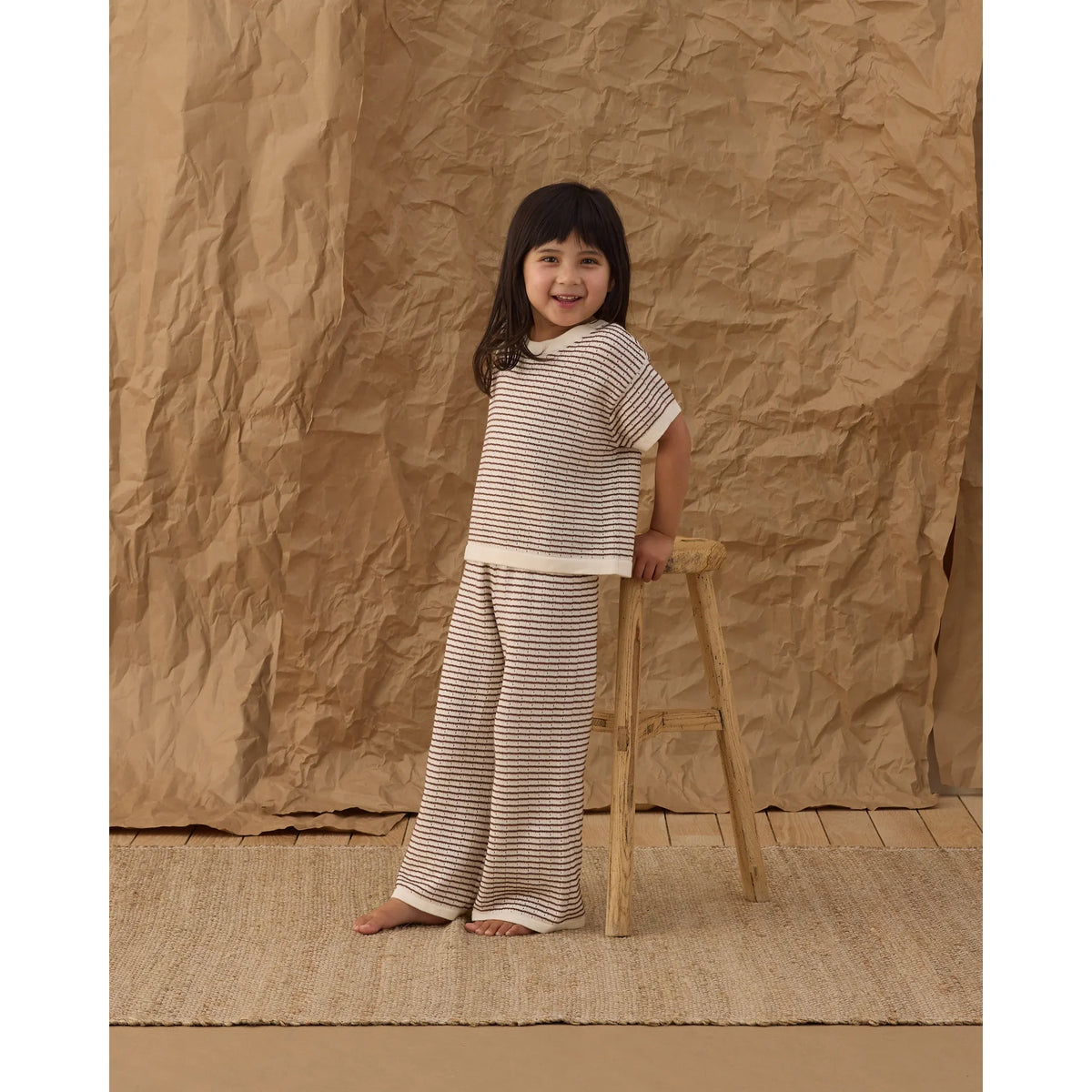Knit Wide Leg Pant || Chocolate Stripe