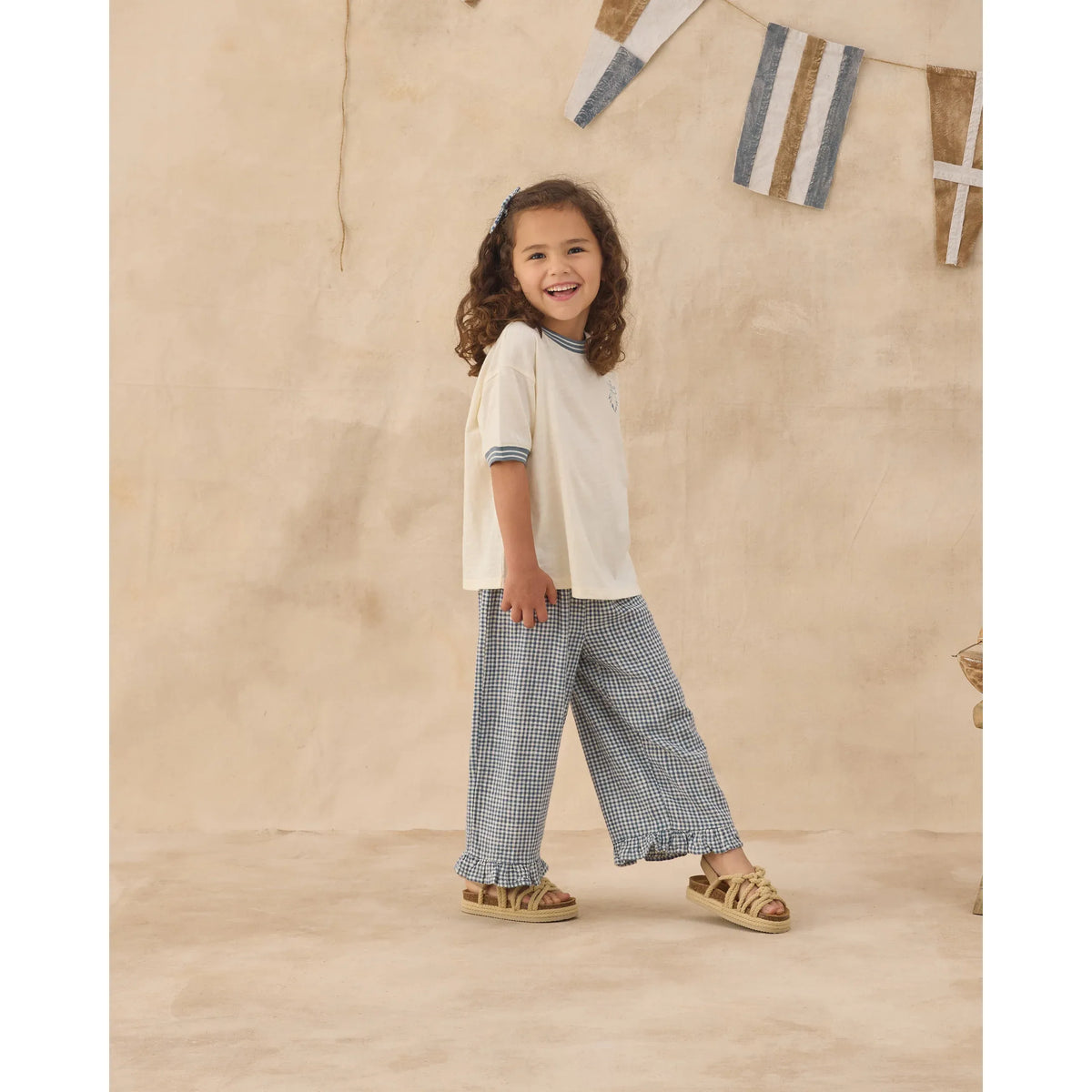 Wide Leg Pant || Marine Gingham
