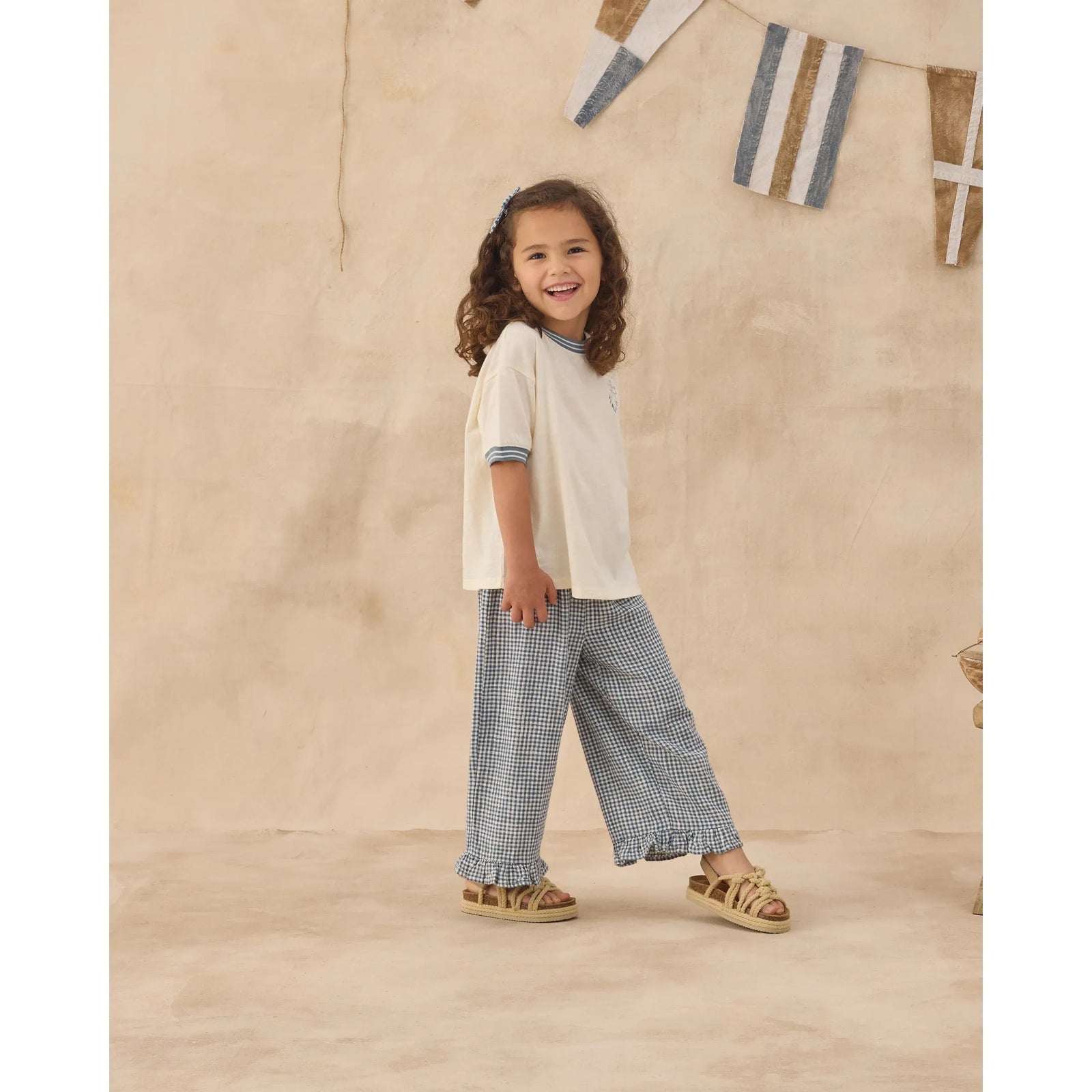 Wide Leg Pant || Marine Gingham