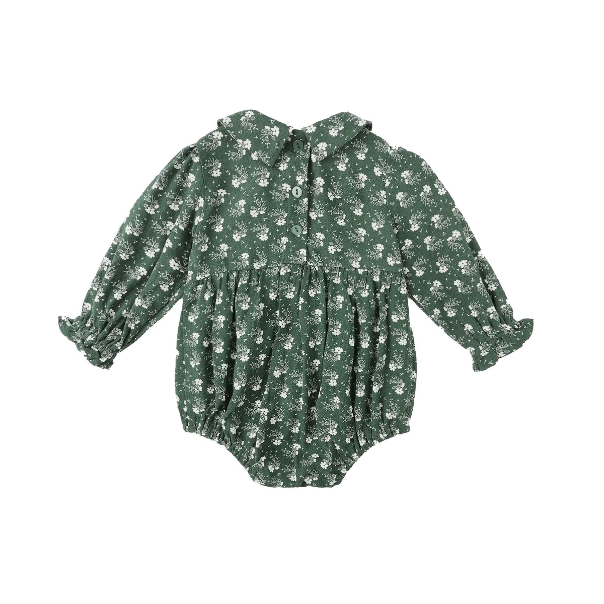 Cora Romper || Green Ditsy