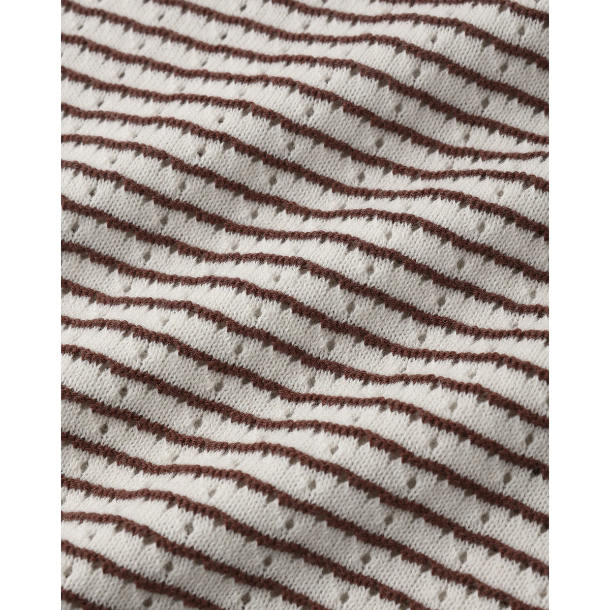 Boxy Crop Knit Tee || Chocolate Stripe