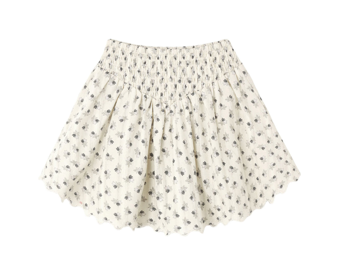 Smocked V Mini Skirt Vintage Fleur