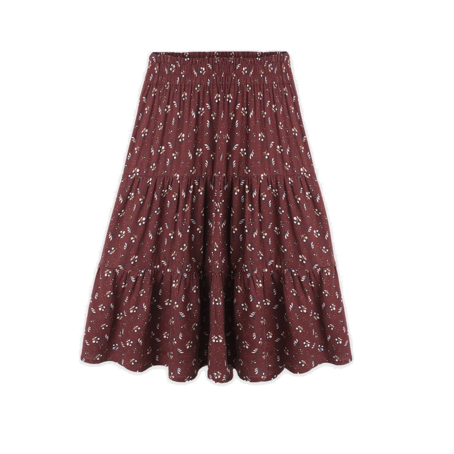 Ruffle Tiered Midi Skirt || Harvest Berry
