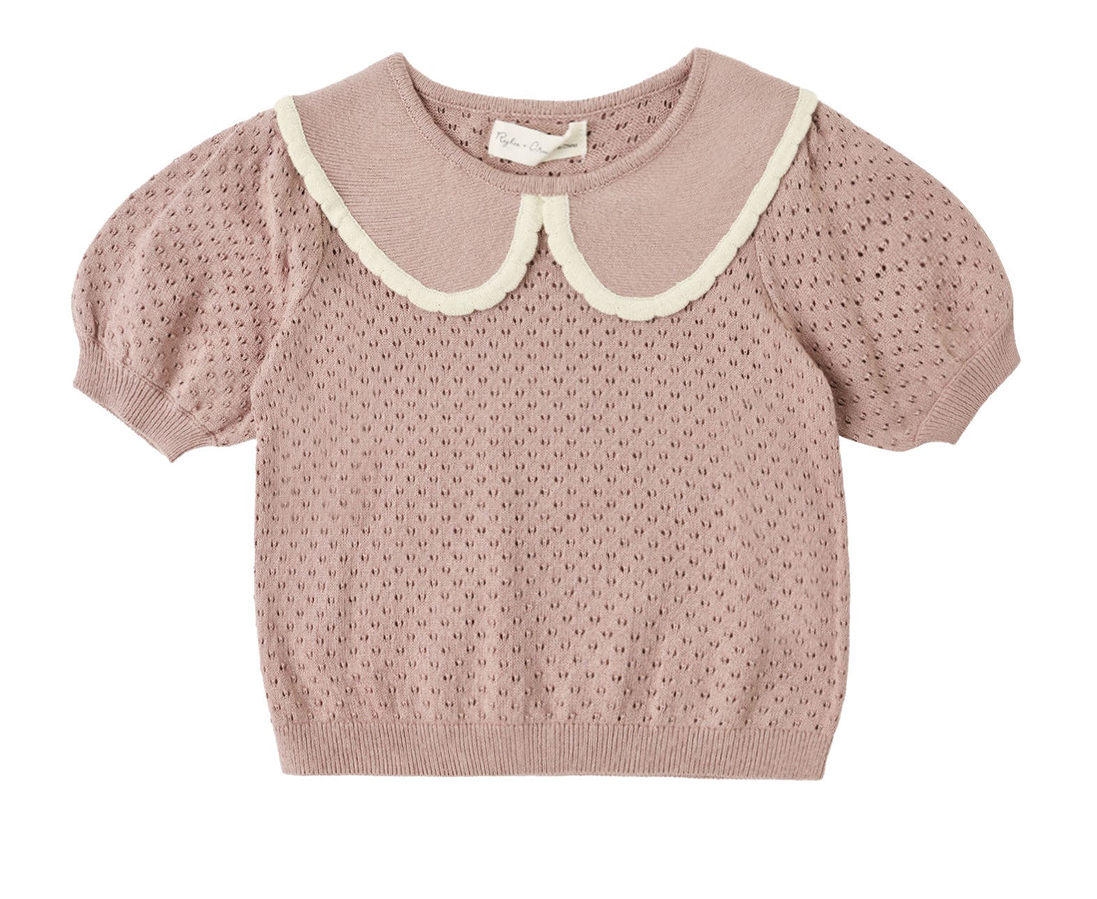 Pointelle Collared Top Rosewood