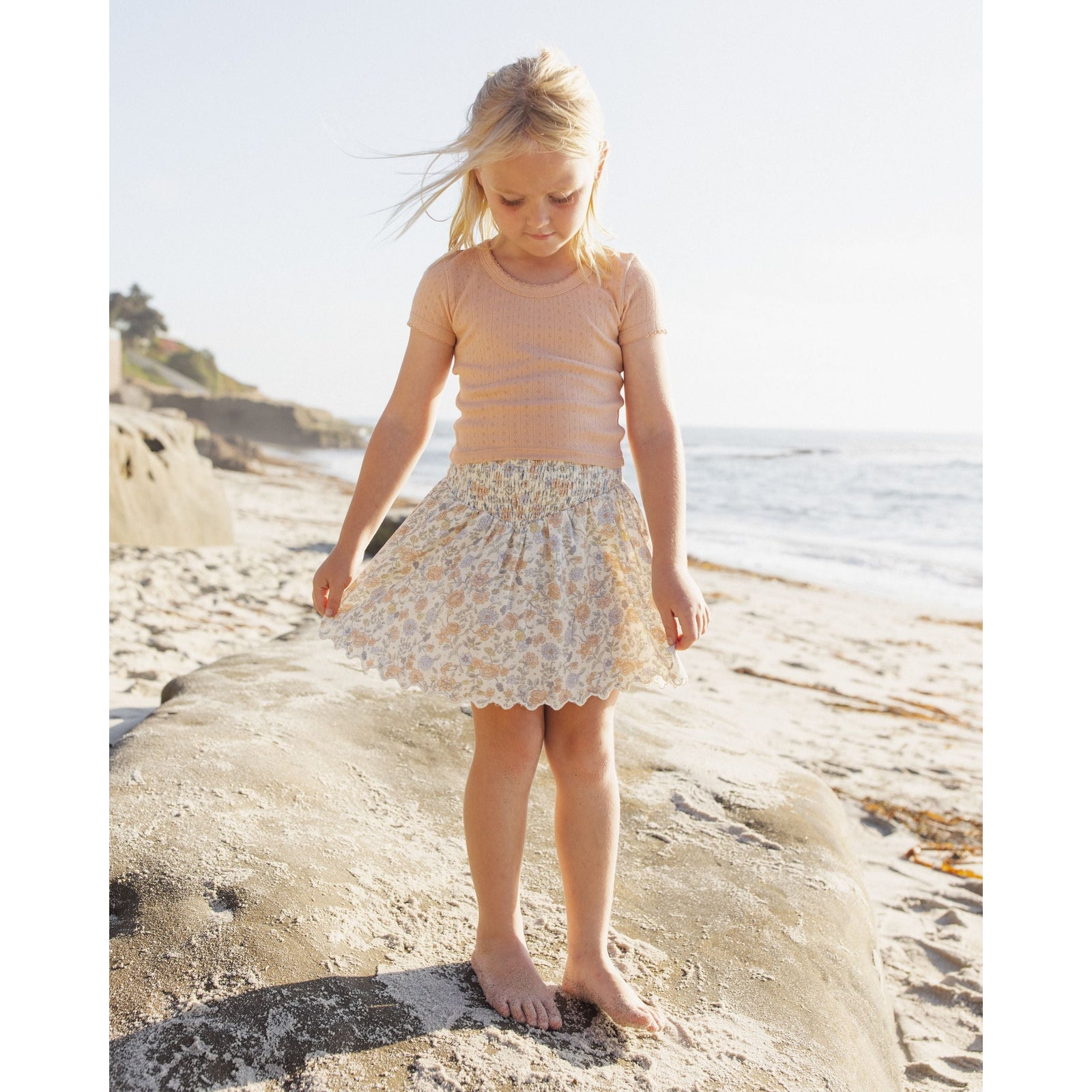 Smocked V Mini Skirt || Bloom