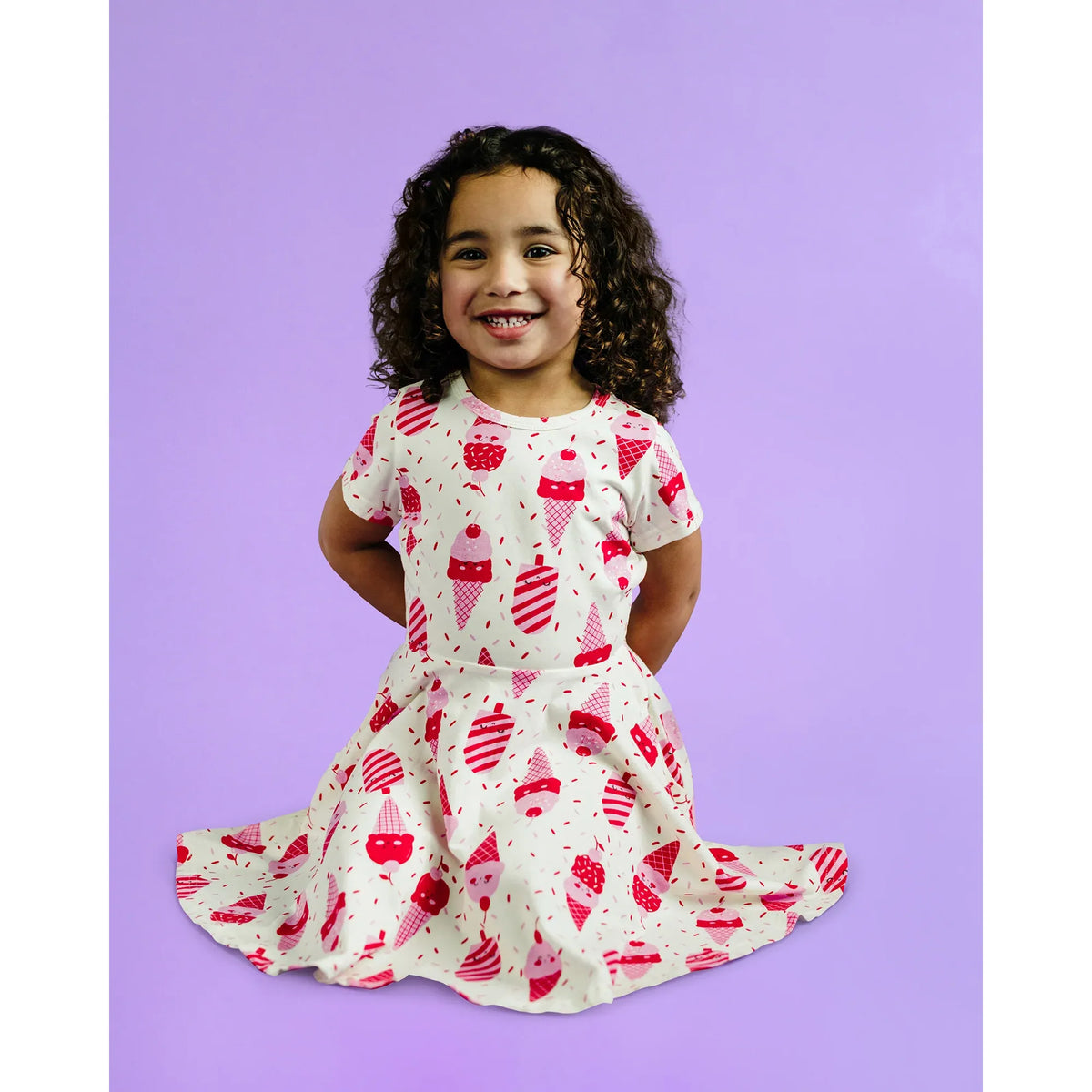 Ice Cream Cherry Short Sleeve Waisted Dress