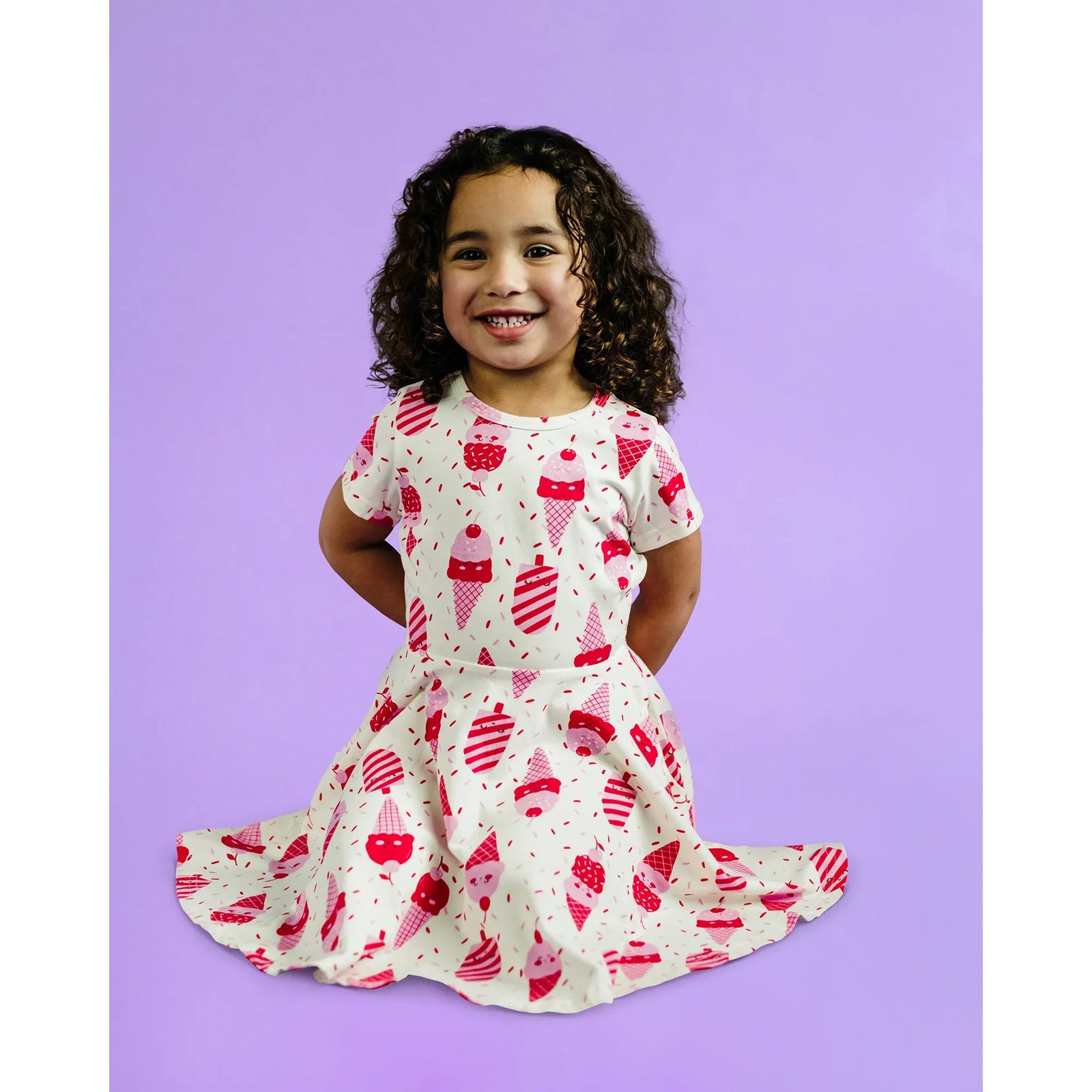Ice Cream Cherry Short Sleeve Waisted Dress