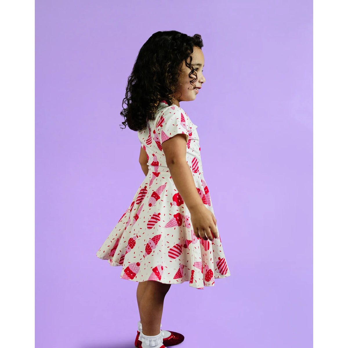 Ice Cream Cherry Short Sleeve Waisted Dress