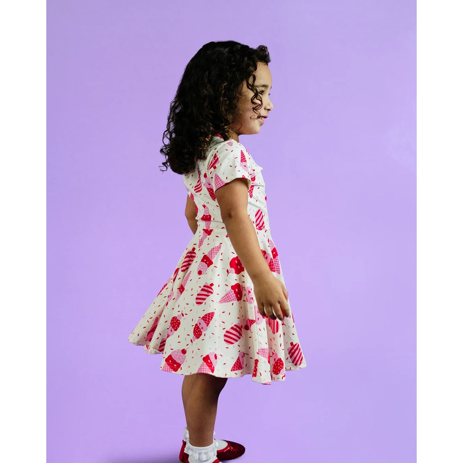 Ice Cream Cherry Short Sleeve Waisted Dress