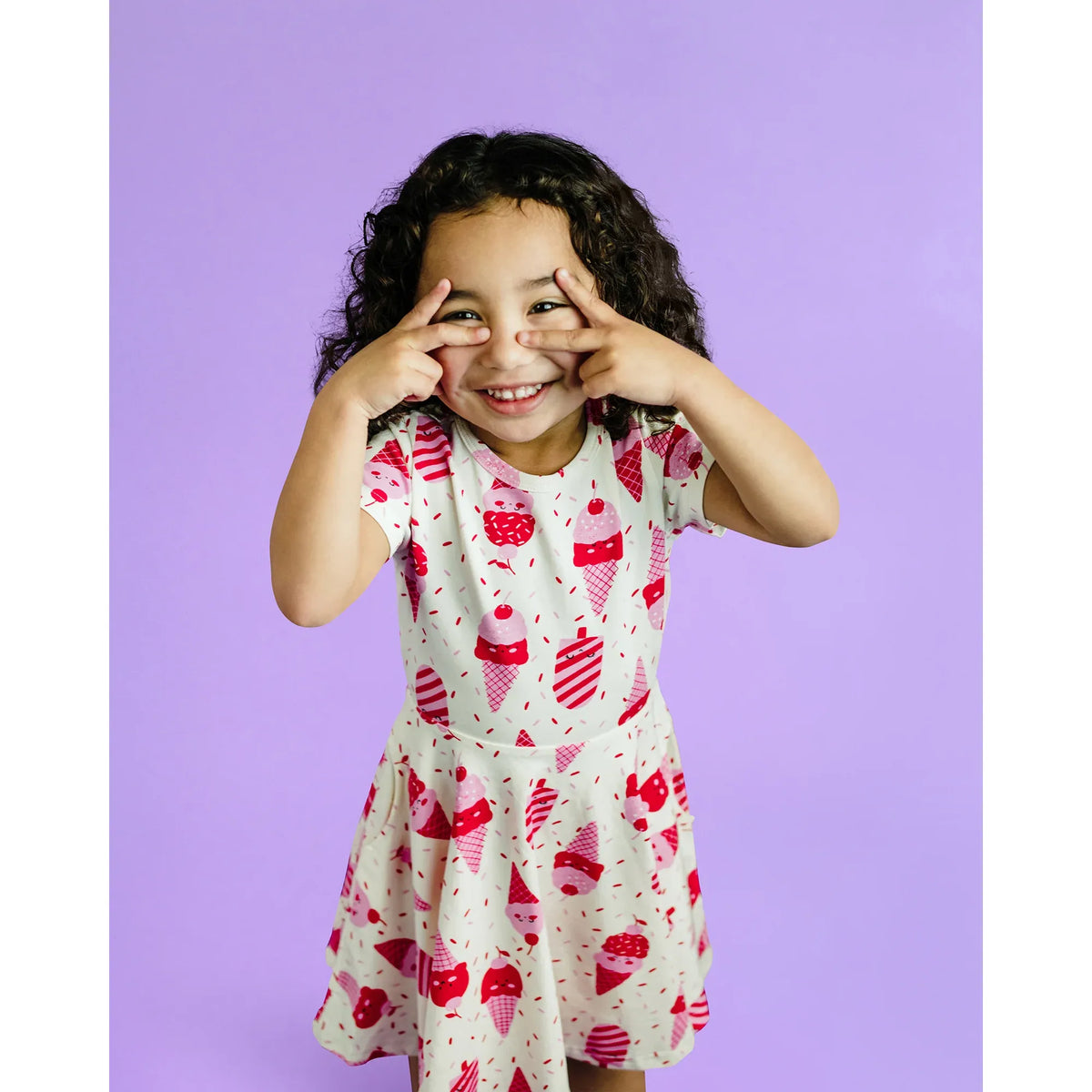 Ice Cream Cherry Short Sleeve Waisted Dress