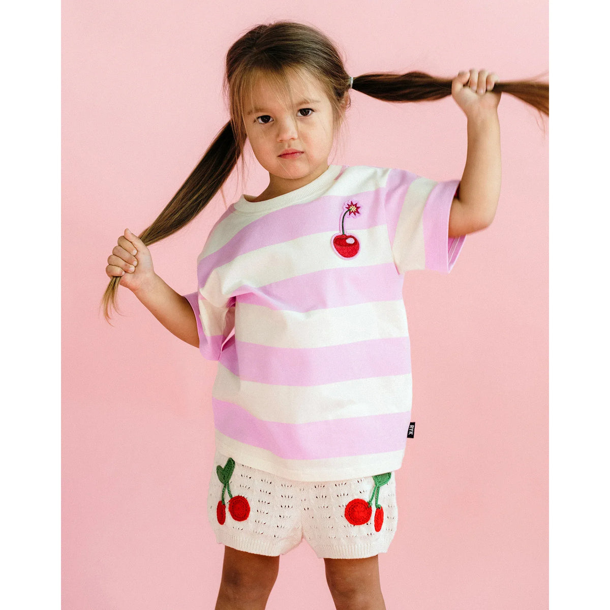 Pink Stripe Short Sleeve Boxy T-Shirt