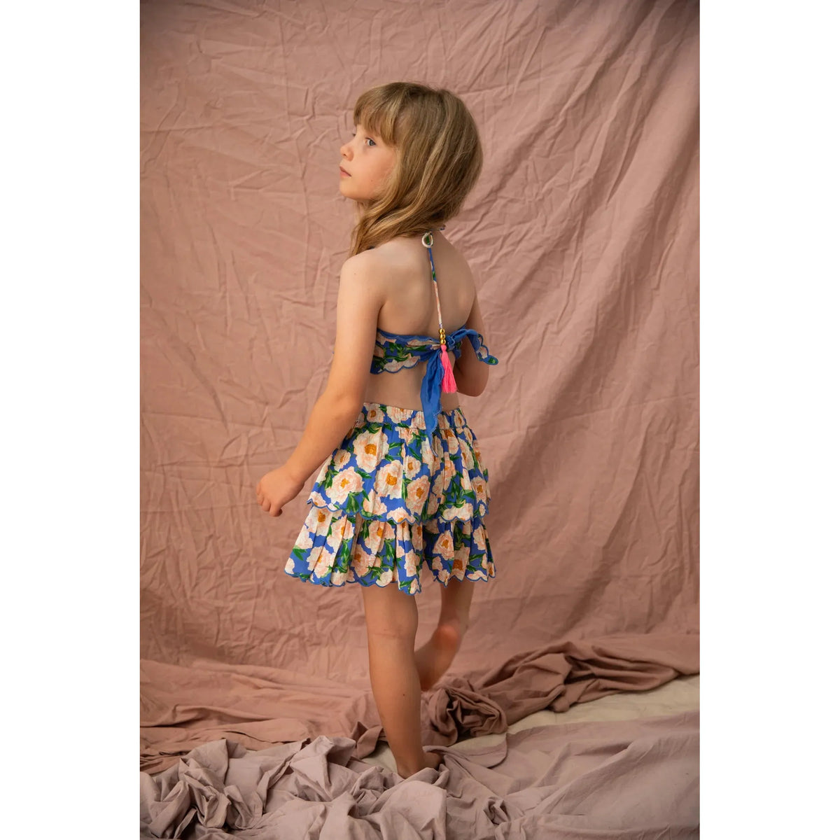 Luna Shorts-Soiree Bouquet Bondi Blue