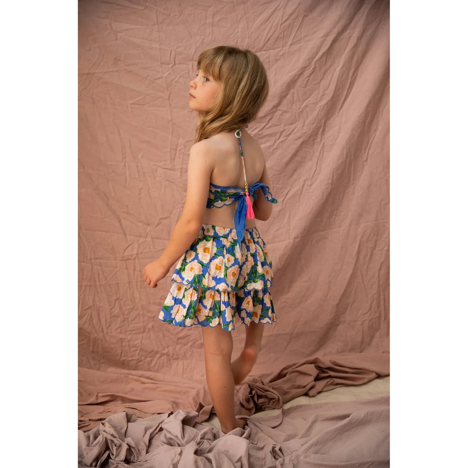 Luna Shorts-Soiree Bouquet Bondi Blue