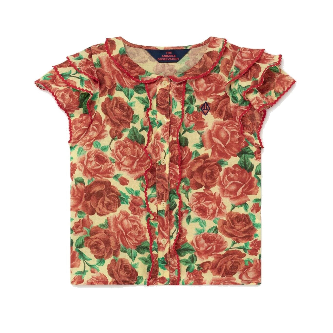 Parakeet Kids Blouse Soft Yellow Flowers