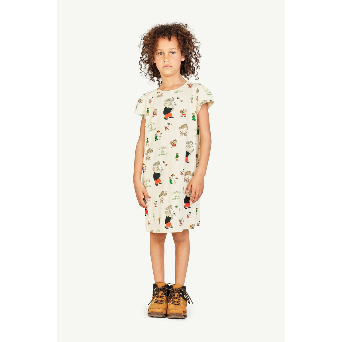 Babar Flamingo Kids Dress - Elephants Butterfly