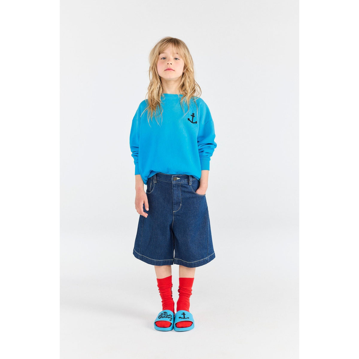 Muntjac Kid Denim Shorts Blue