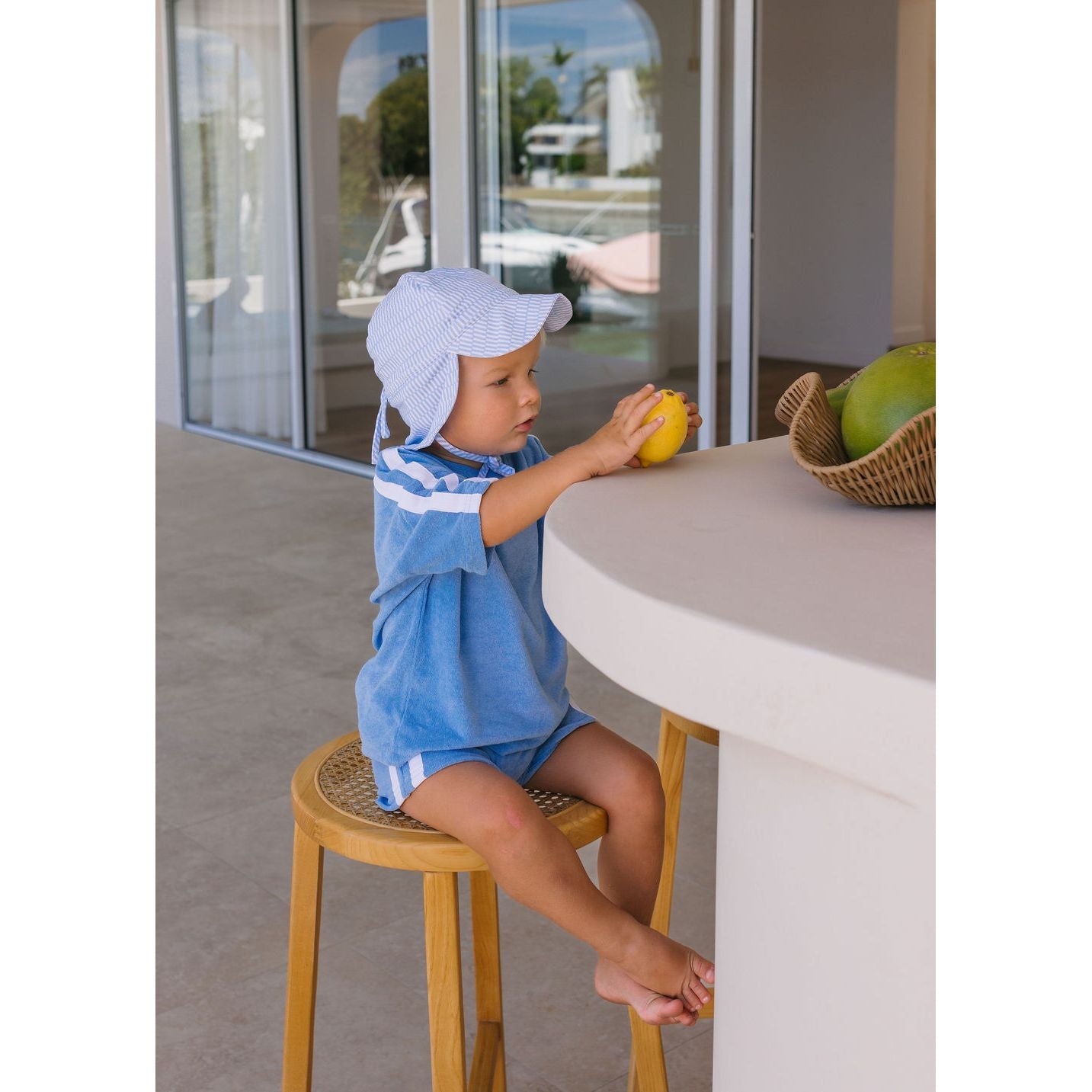 Blue Sprinkle Soft Jersey Flap Cap