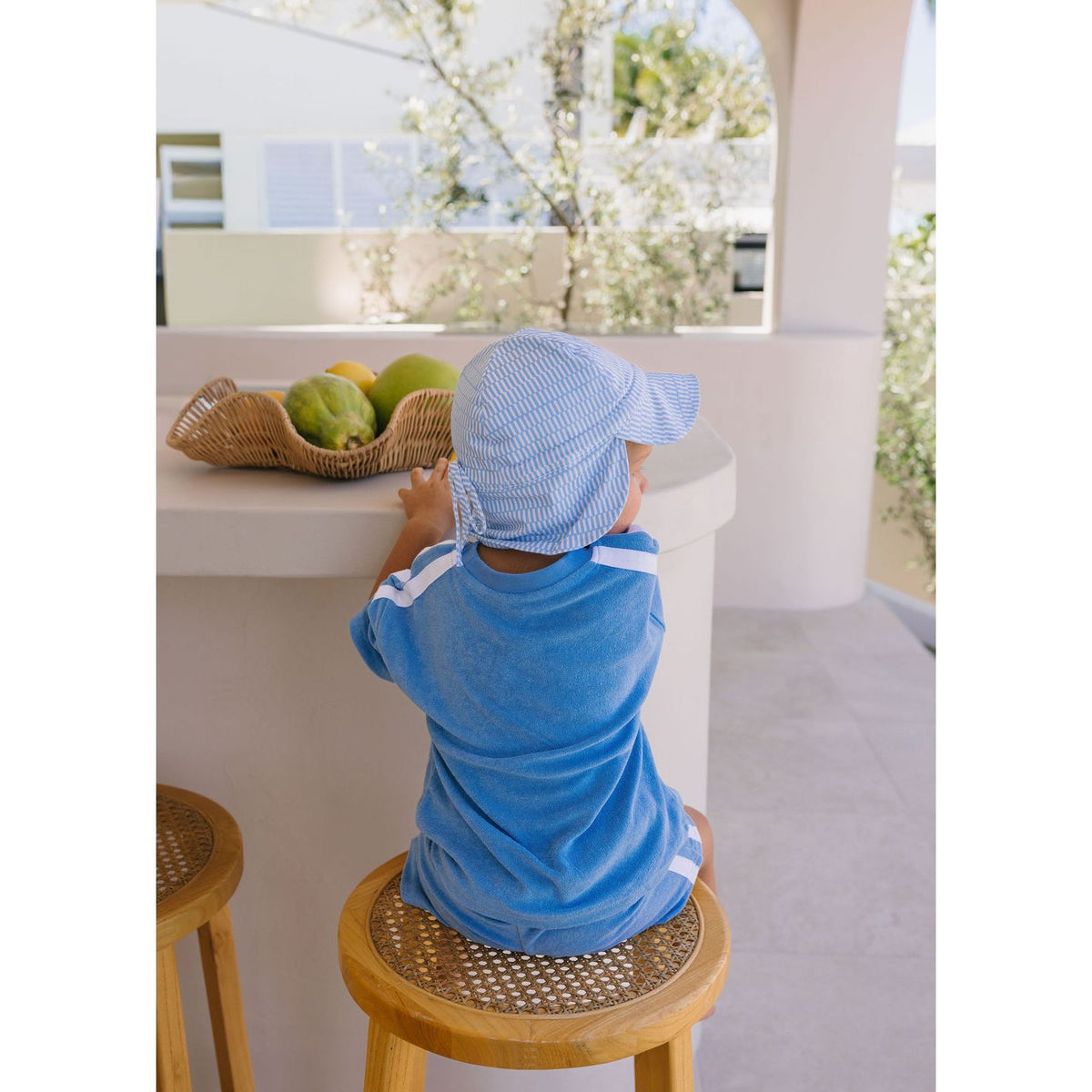 Blue Sprinkle Soft Jersey Flap Cap