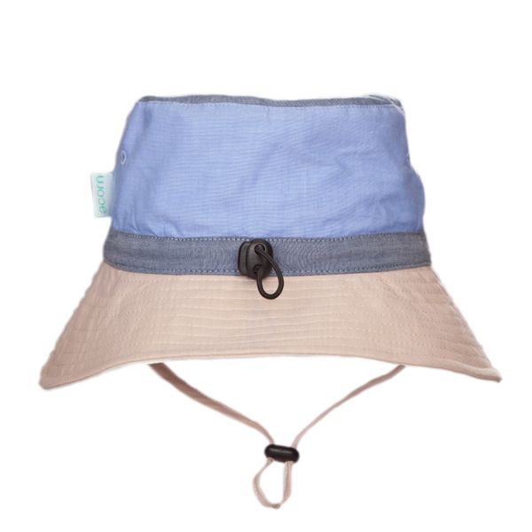 Blue Colour Block Wide Brim Bucket Hat