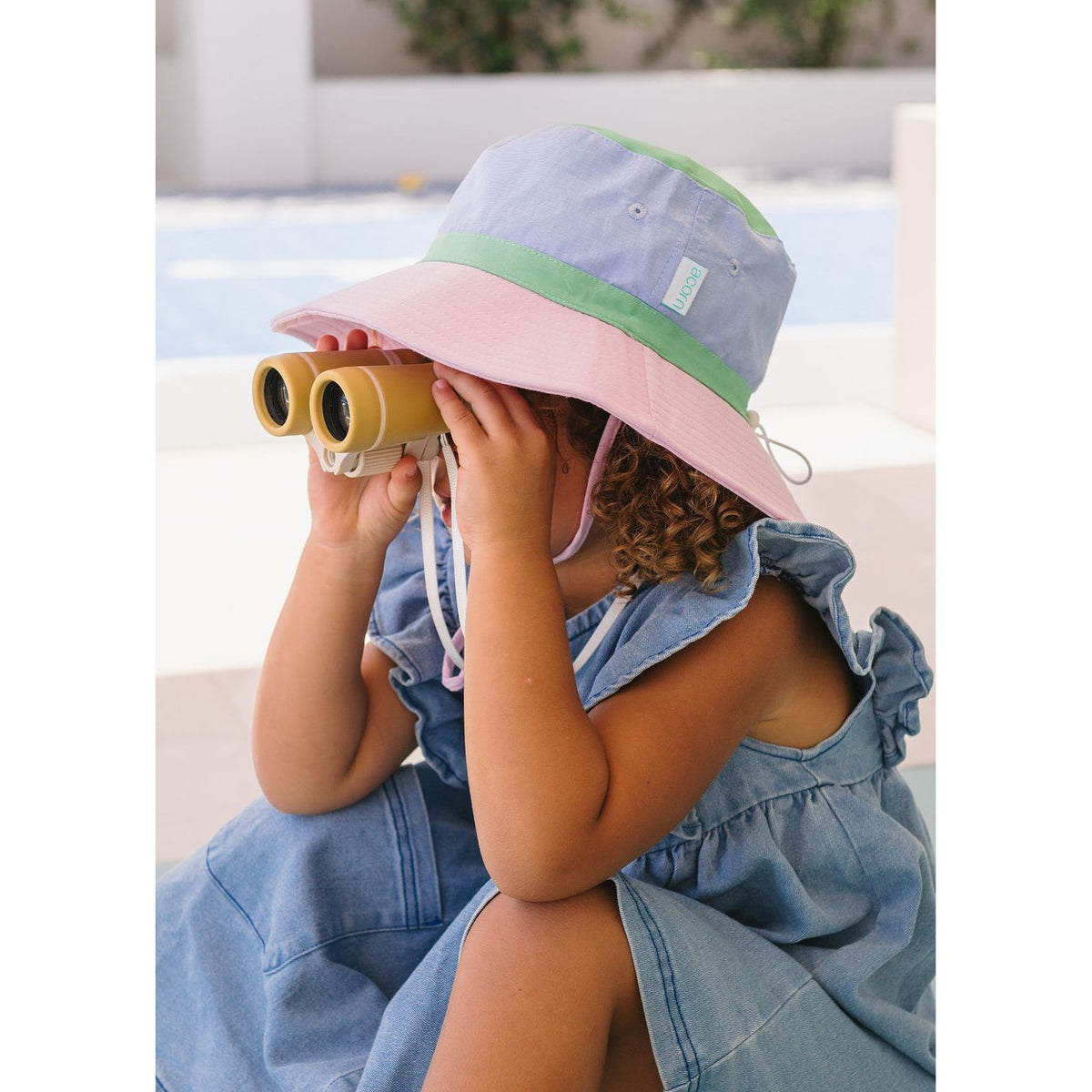 Pink Colour Block Wide Brim Bucket Hat