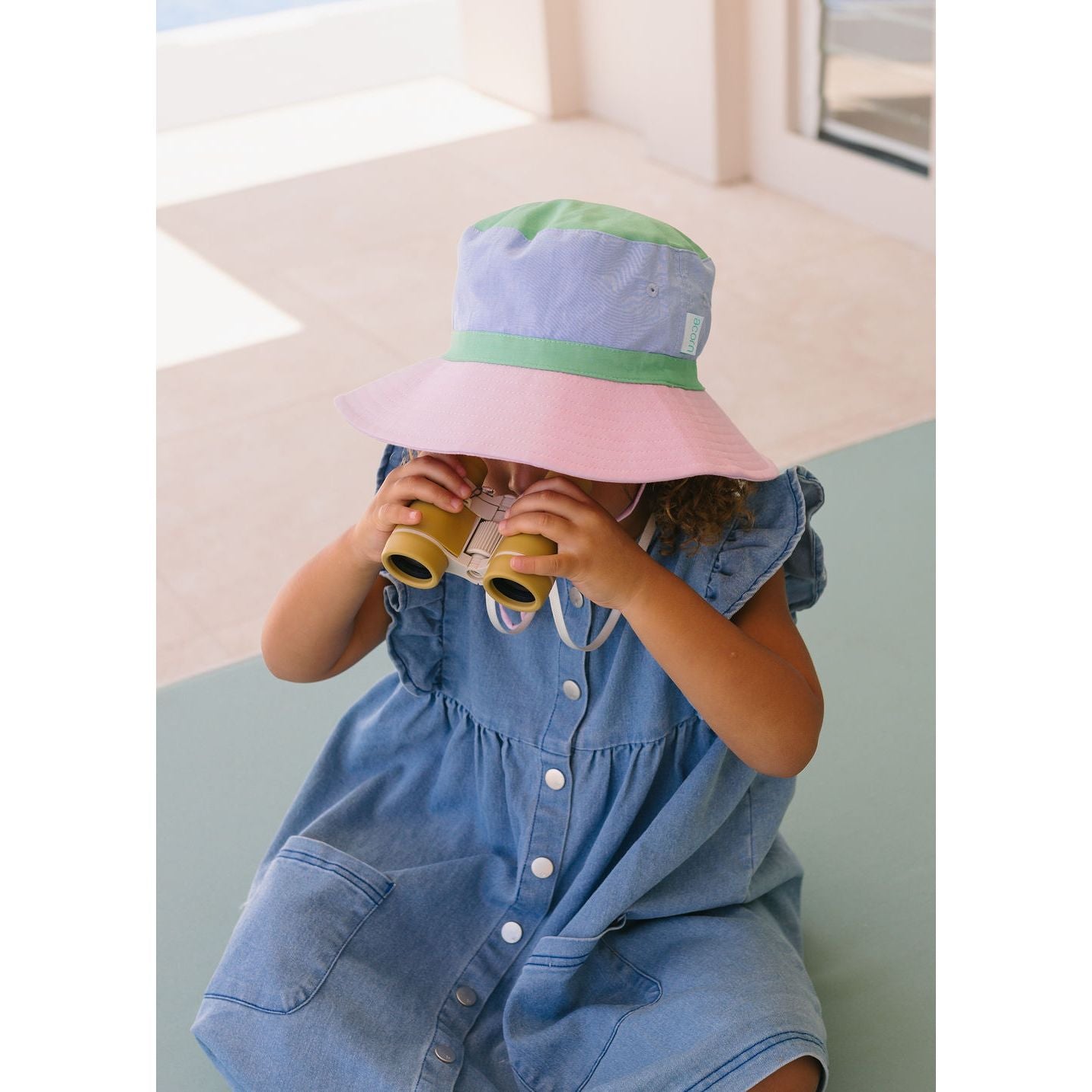 Pink Colour Block Wide Brim Bucket Hat