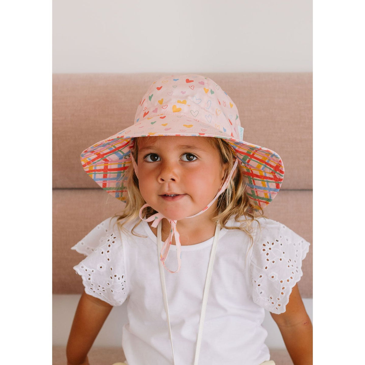 Floating Hearts Reversible Wide Brim Sunhat
