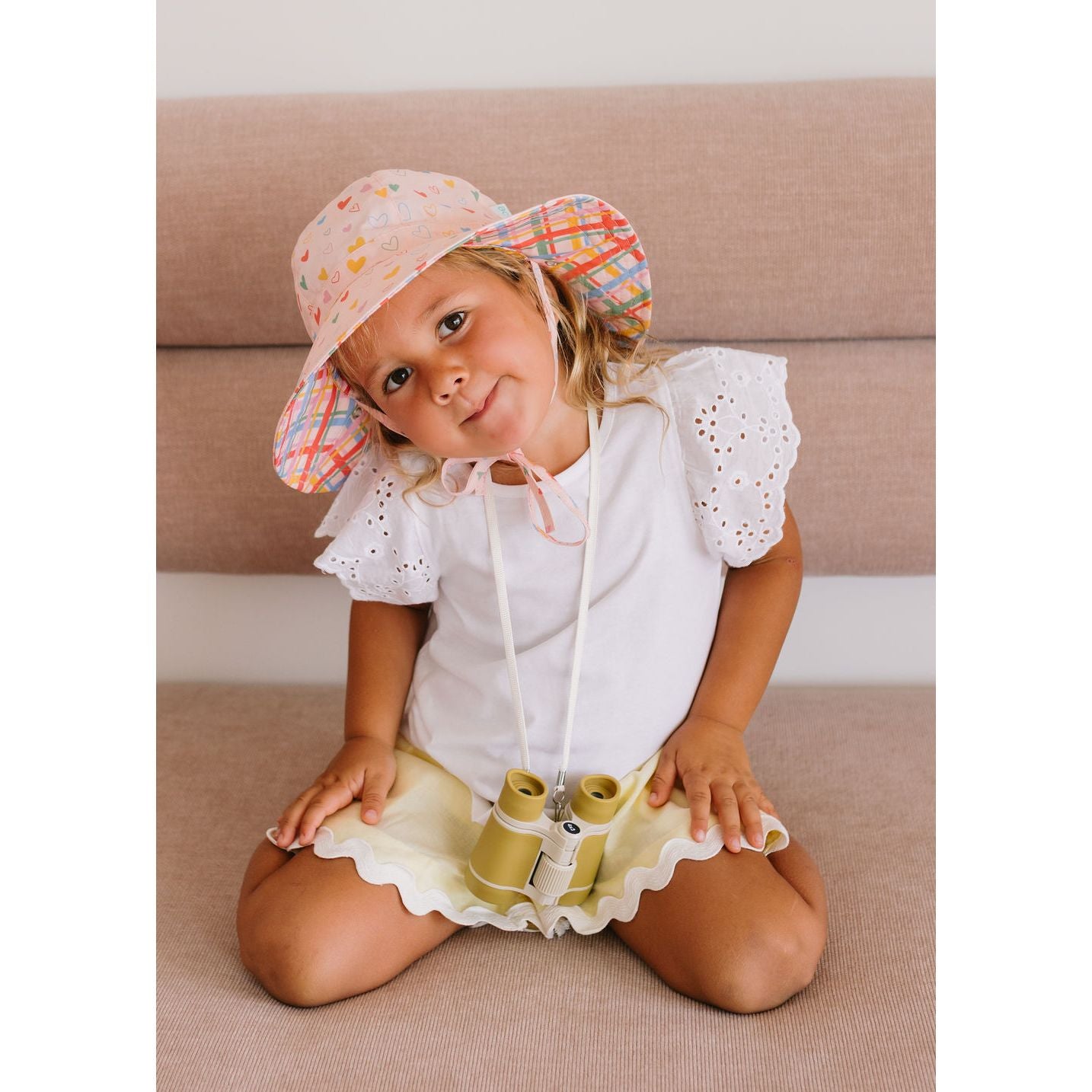 Floating Hearts Reversible Wide Brim Sunhat