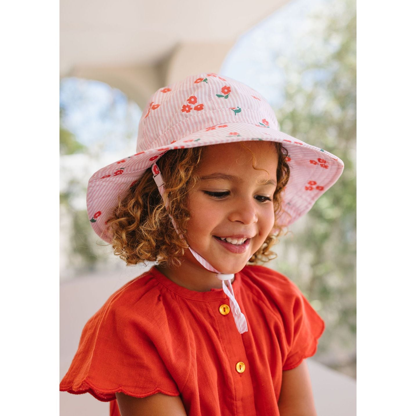Striped Posy Wide Brim Sunhat