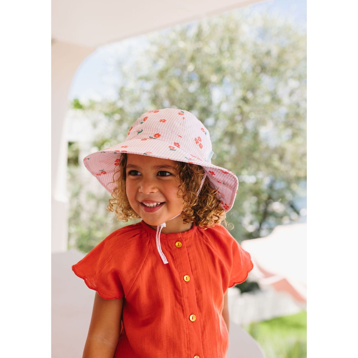 Striped Posy Wide Brim Sunhat