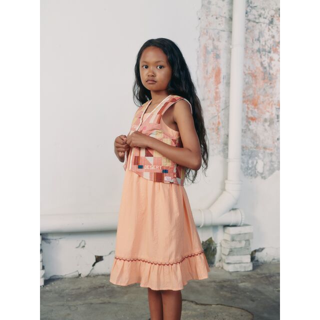 Embroidered Striped Dress - Papaya Punch