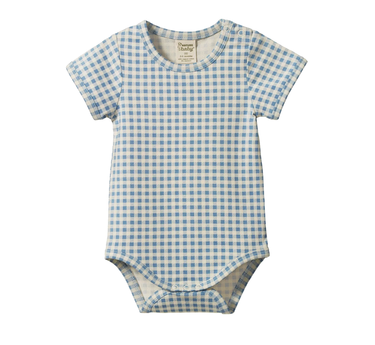 Stretch Jersey S/S Bodysuit - Blue Gingham