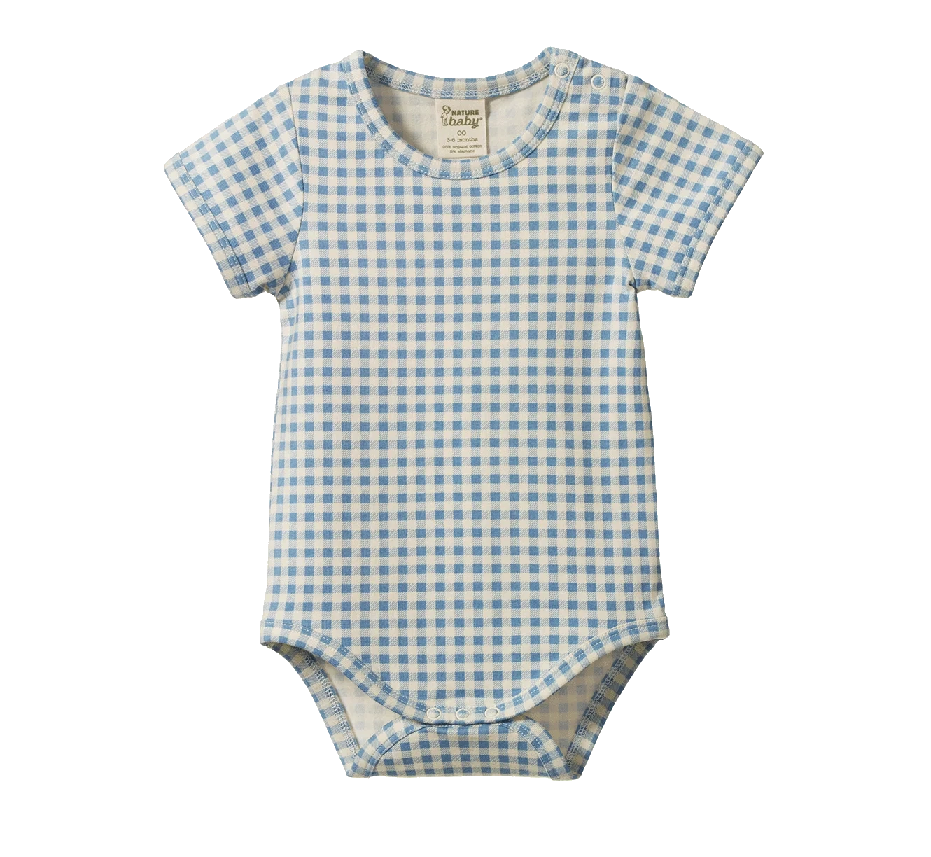 Stretch Jersey S/S Bodysuit - Blue Gingham