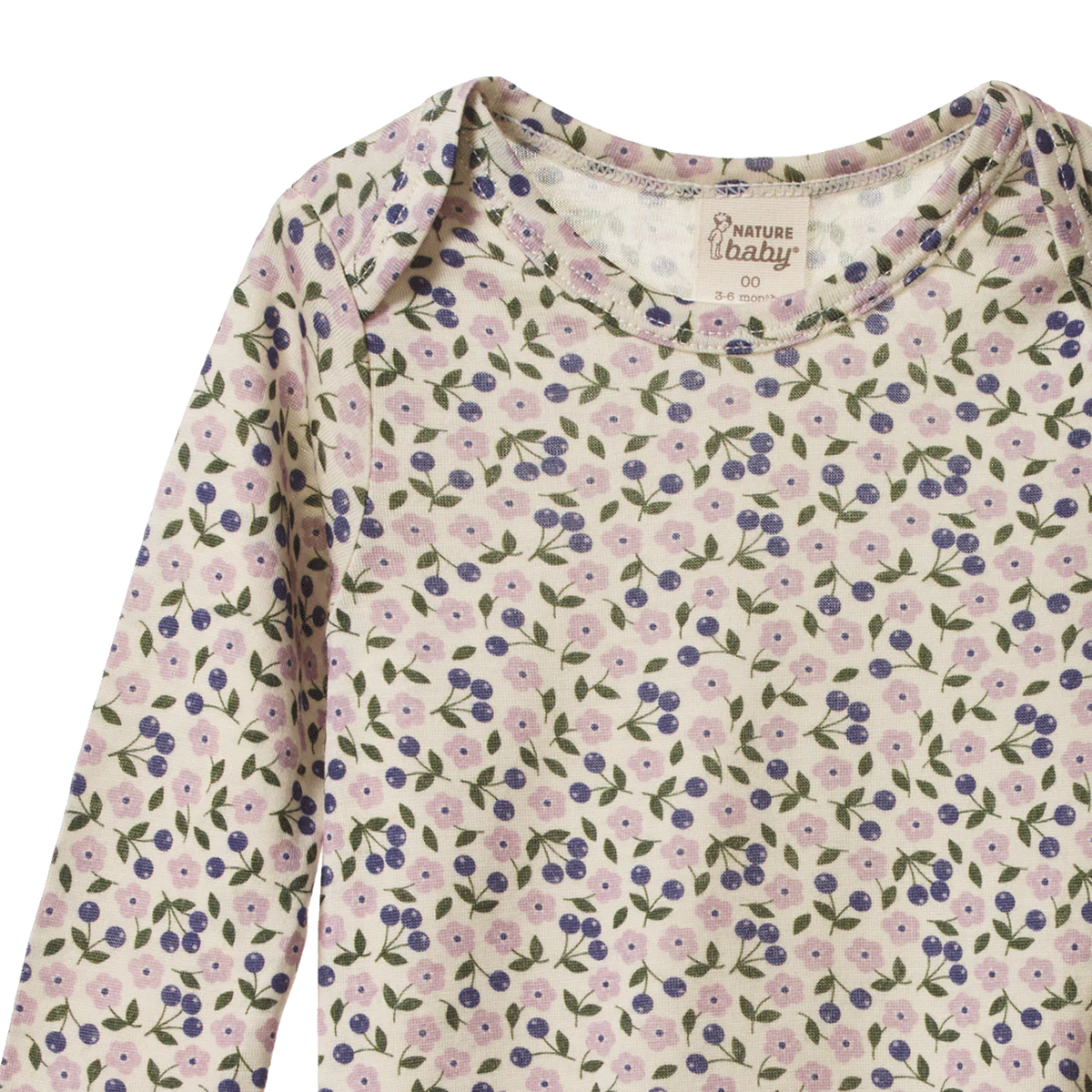 Merino Wool Long Sleeve Bodysuit - Briarwood Lilac Print