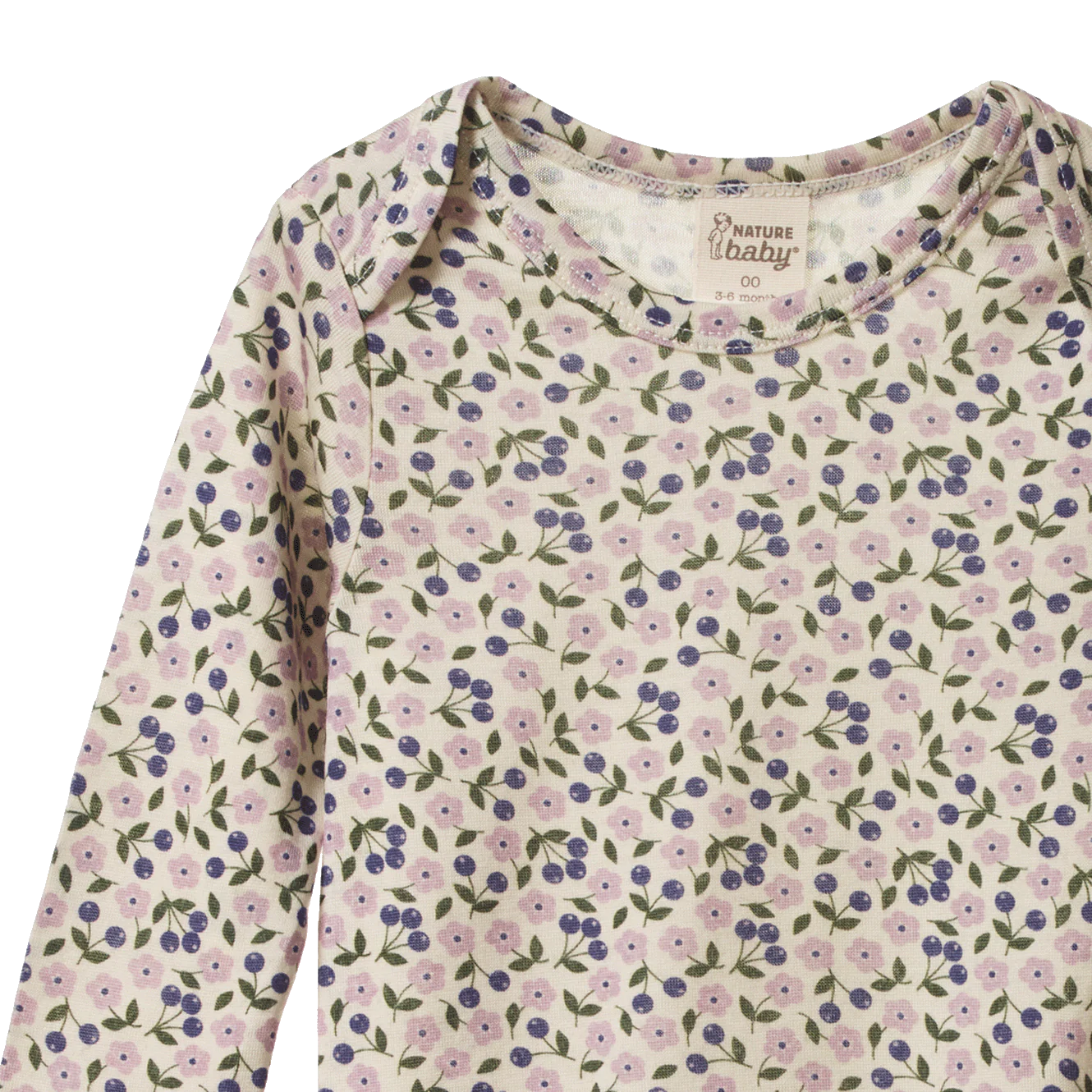 Merino Wool Long Sleeve Bodysuit - Briarwood Lilac Print