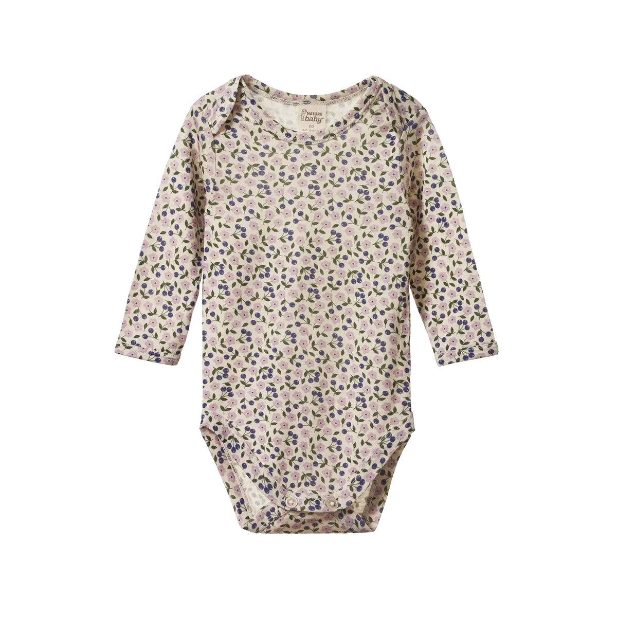 Merino Wool Long Sleeve Bodysuit - Briarwood Lilac Print