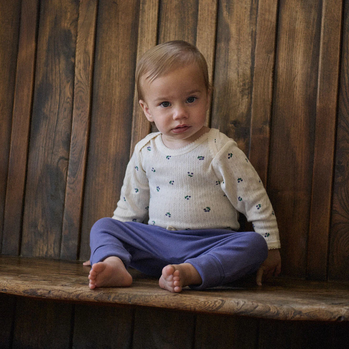 L/S Bodysuit Pointelle - Winter Berry Print
