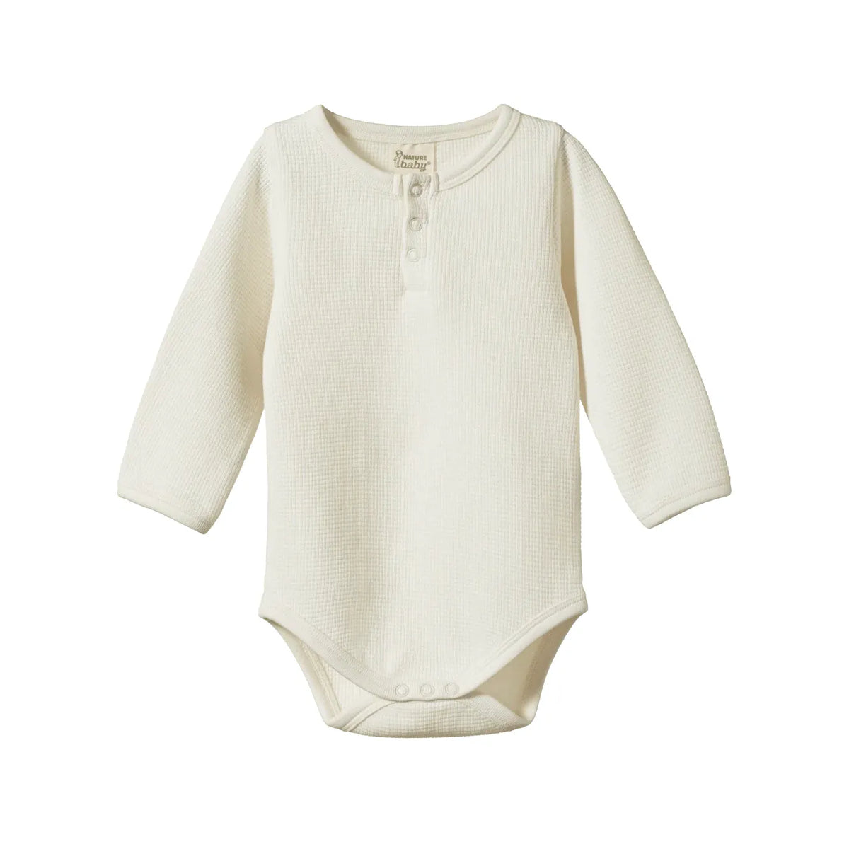 Henley L/S Bodysuit Waffle - Natural