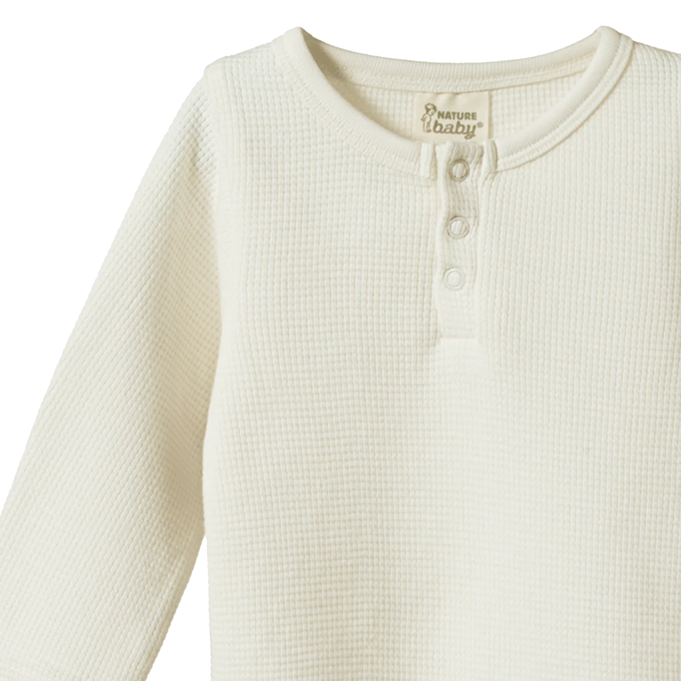 Henley L/S Bodysuit Waffle - Natural