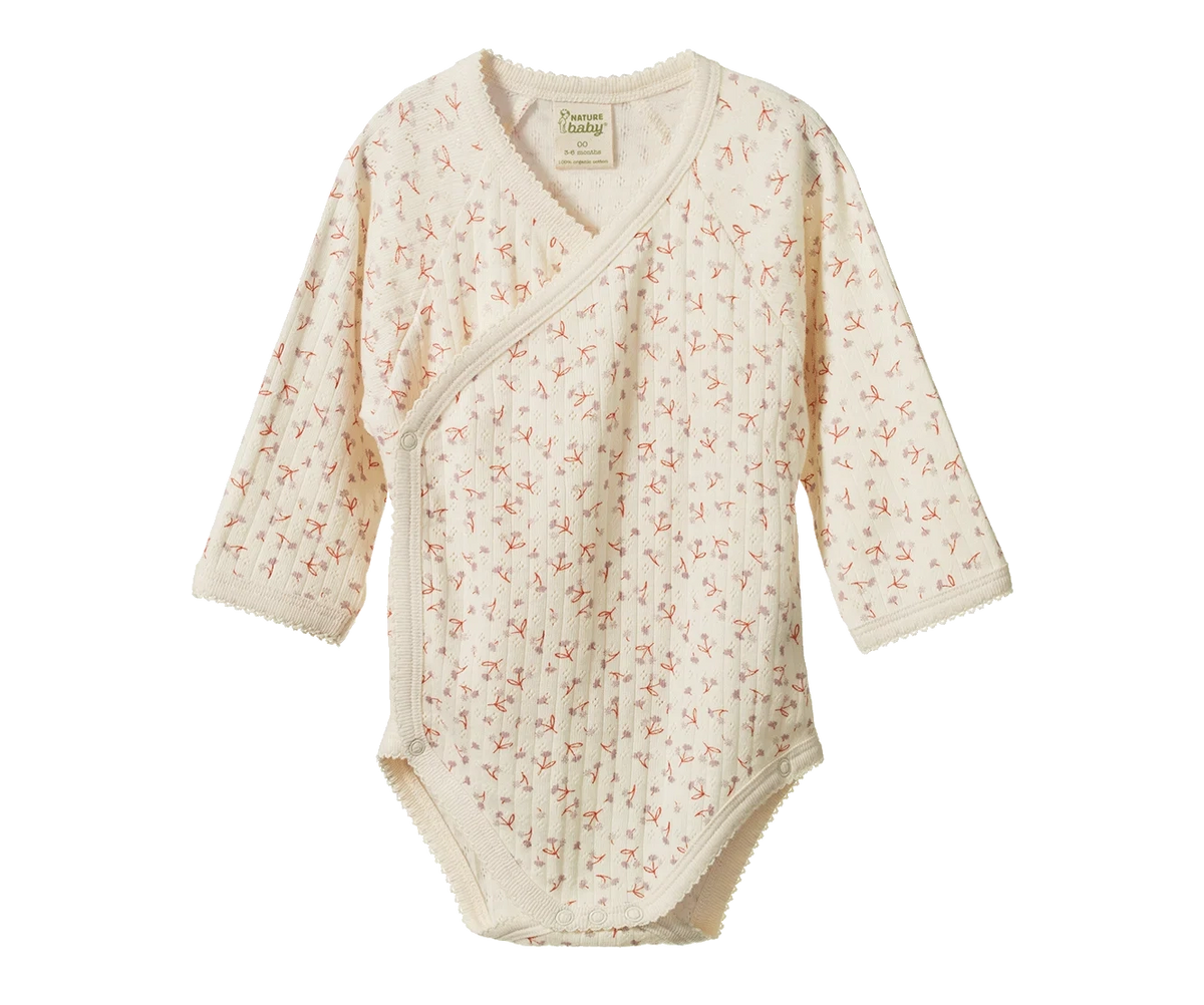 L/S Kimono Bodysuit Pointelle - Dandelion Print