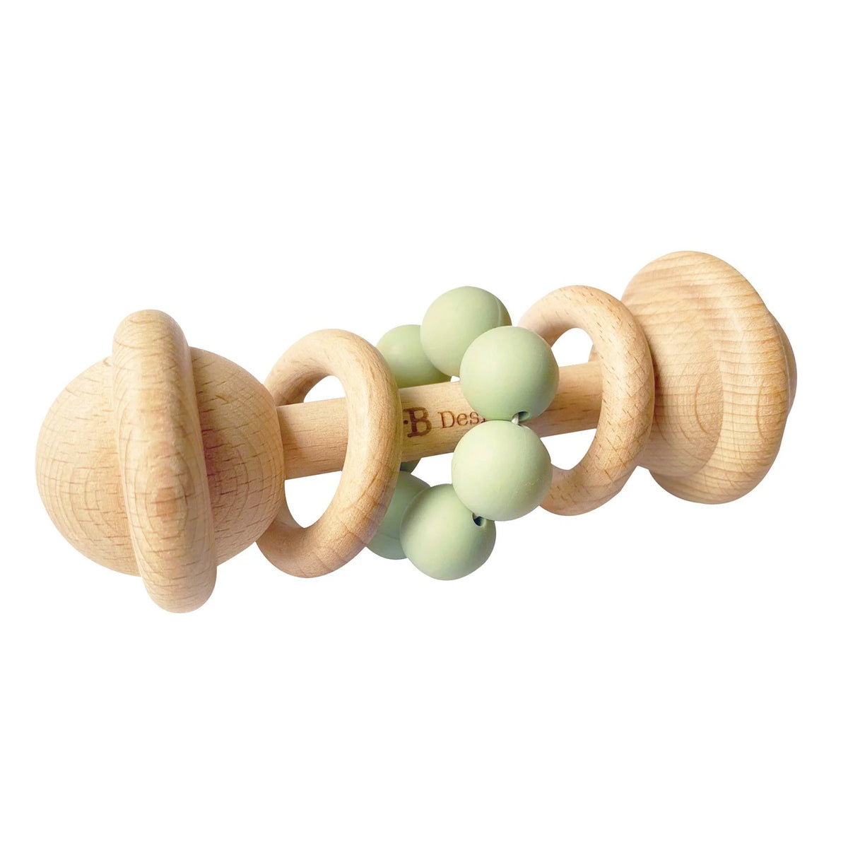 Eco-Friendly Rattle Organic Beechwood Silicone Toy Mint