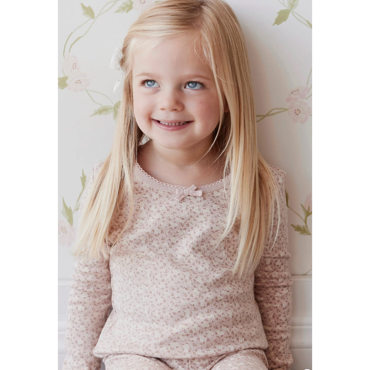 Organic Cotton Bridget Long Sleeve Top - Rosalie Field Rose Dust