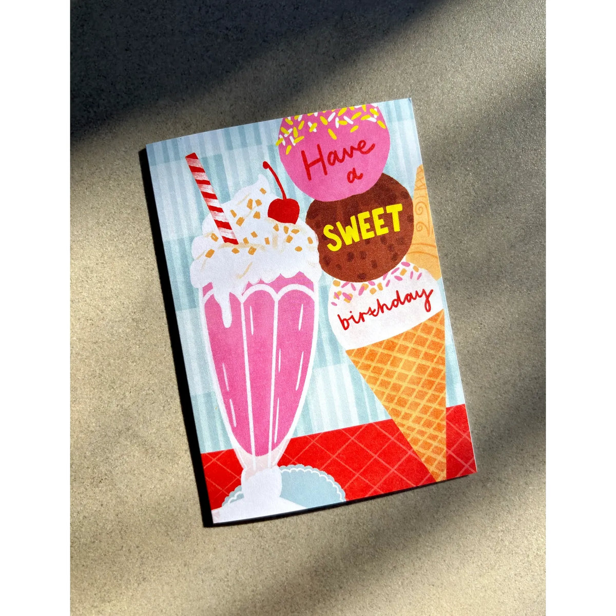 Sweet Birthday Card - Retro Diner Milkshake Ice Cream Bday