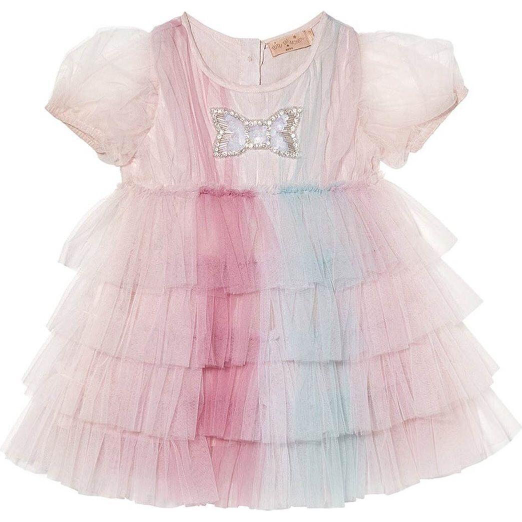 Bebe Crystal Bow Tulle Dress