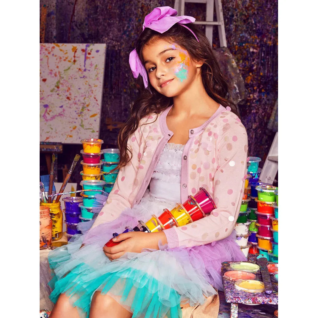 Pointillism Cardigan - Pink Cloud