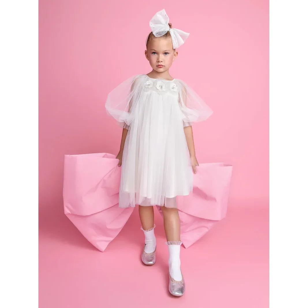 Snowy Petal Tulle Dress