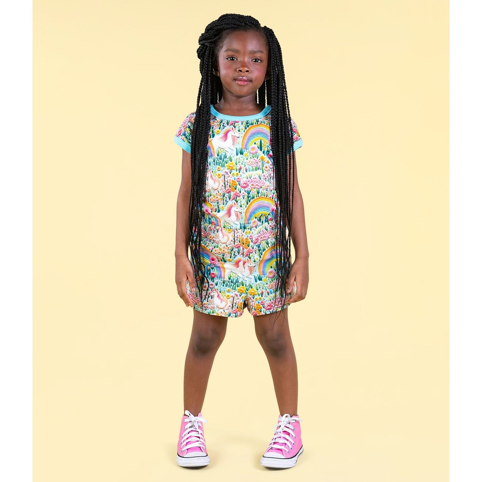 Embroidered Unicorns Romper