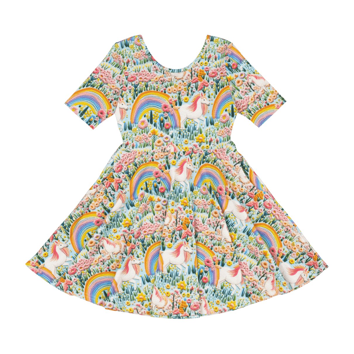 Embroidered Unicorns Mabel Waisted Dress